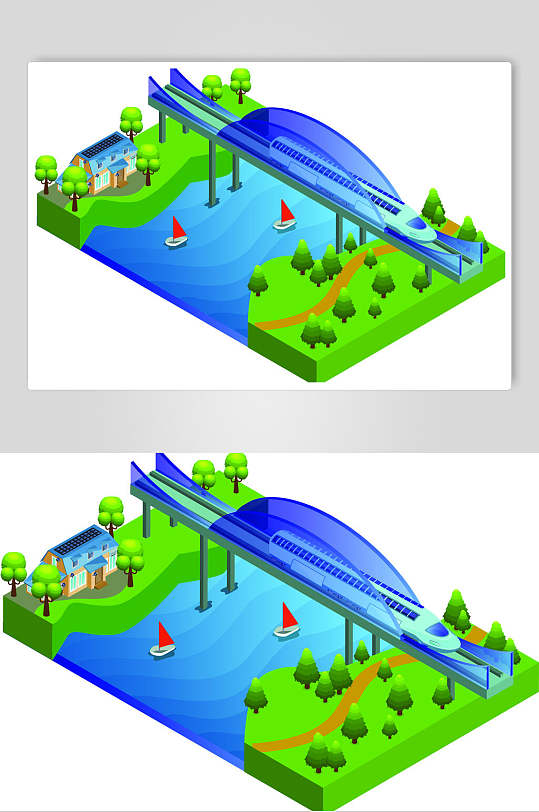 高铁二点五桥梁矢量素材
