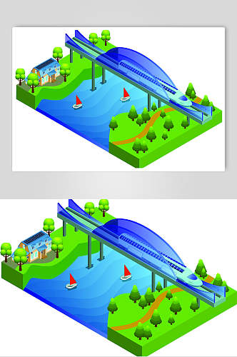 高铁二点五桥梁矢量素材