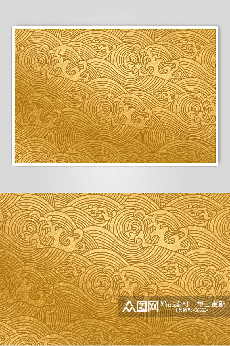 金色波浪复古花纹纹理素材素材