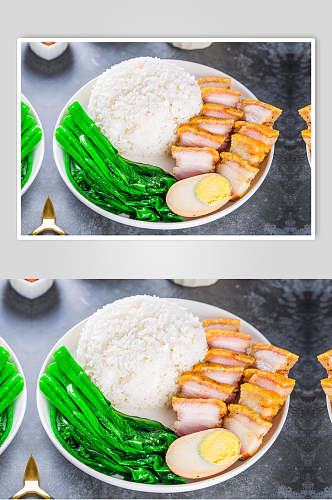 青菜烧鸭摄影图片