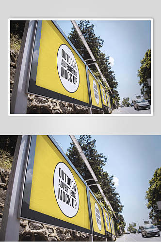 黄色创意海报广告展板样机