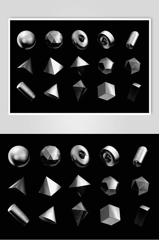 黑色光滑立体几何形状素材