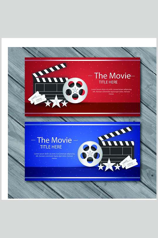 红蓝电影票矢量素材