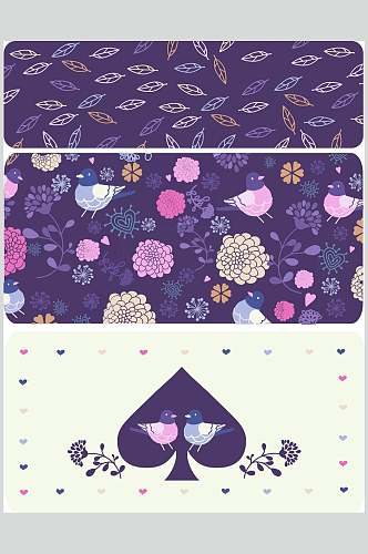紫色花纹花卉图案矢量素材