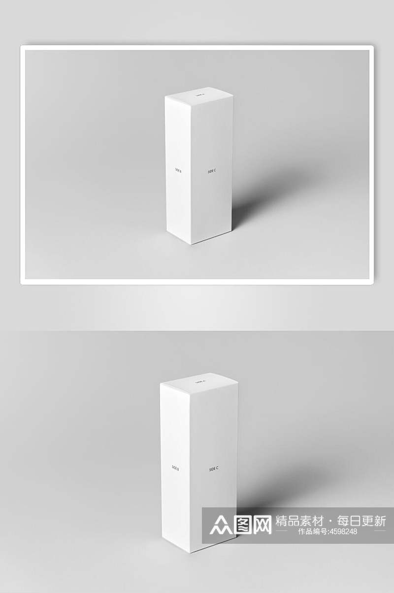 竖版白色包装盒贴图样机素材