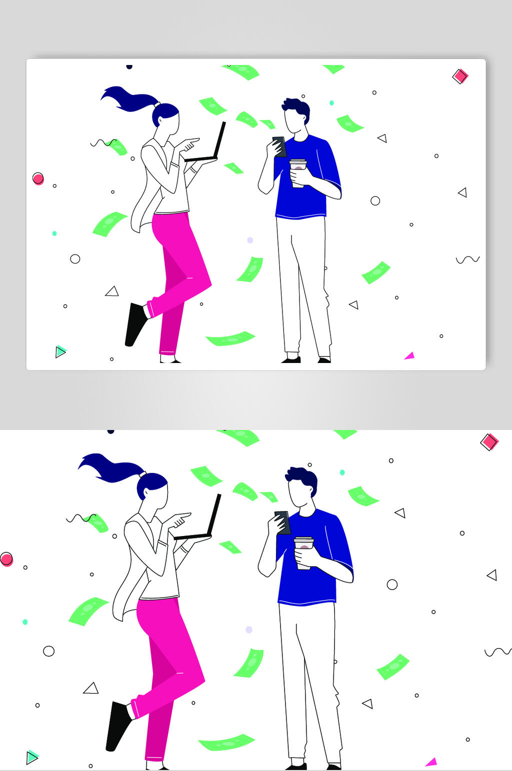情侣团队人物插画矢量素材素材