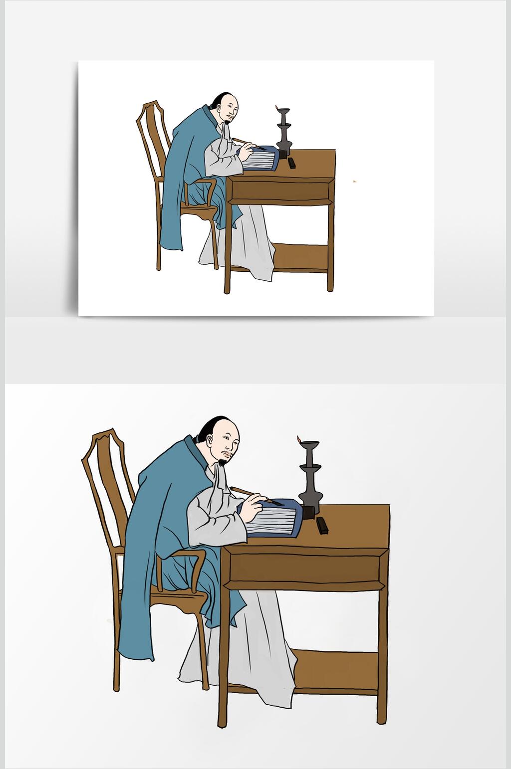 手绘极简古代古风人物素材素材