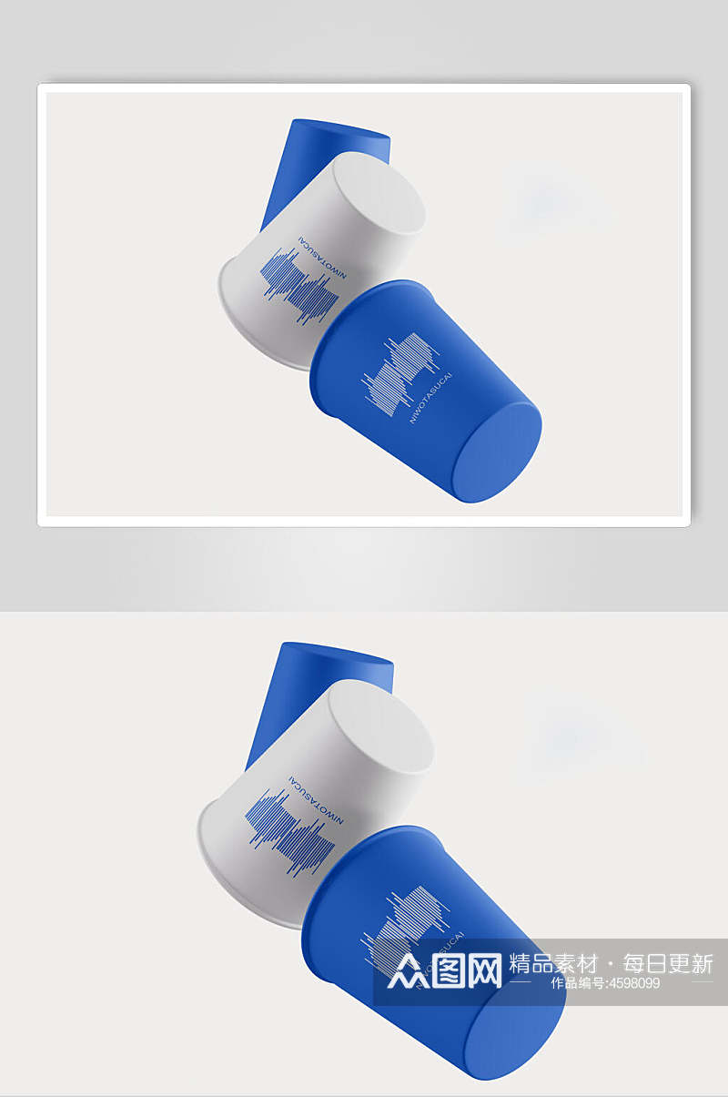 蓝色纸杯品牌VI贴图样机素材