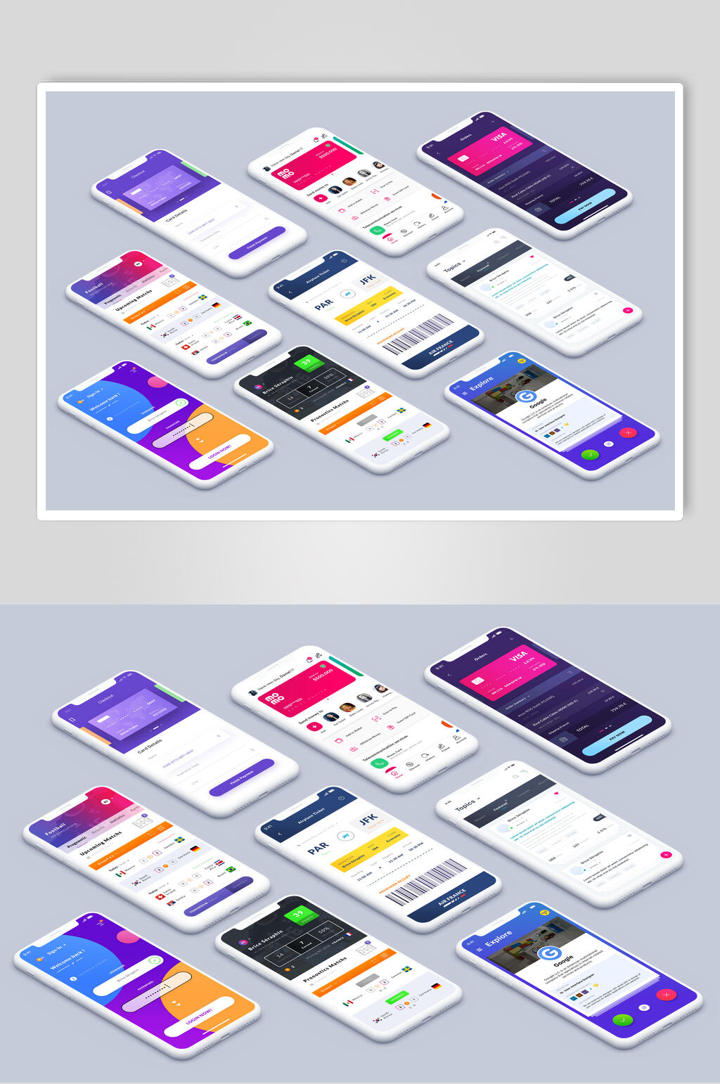 清新简约手机APP界面样机素材