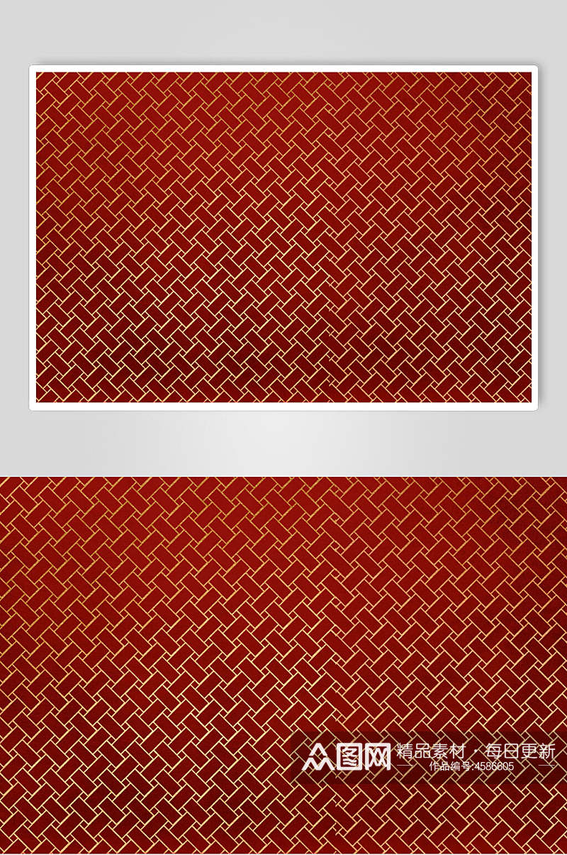 红色大气格子复古花纹纹理素材素材
