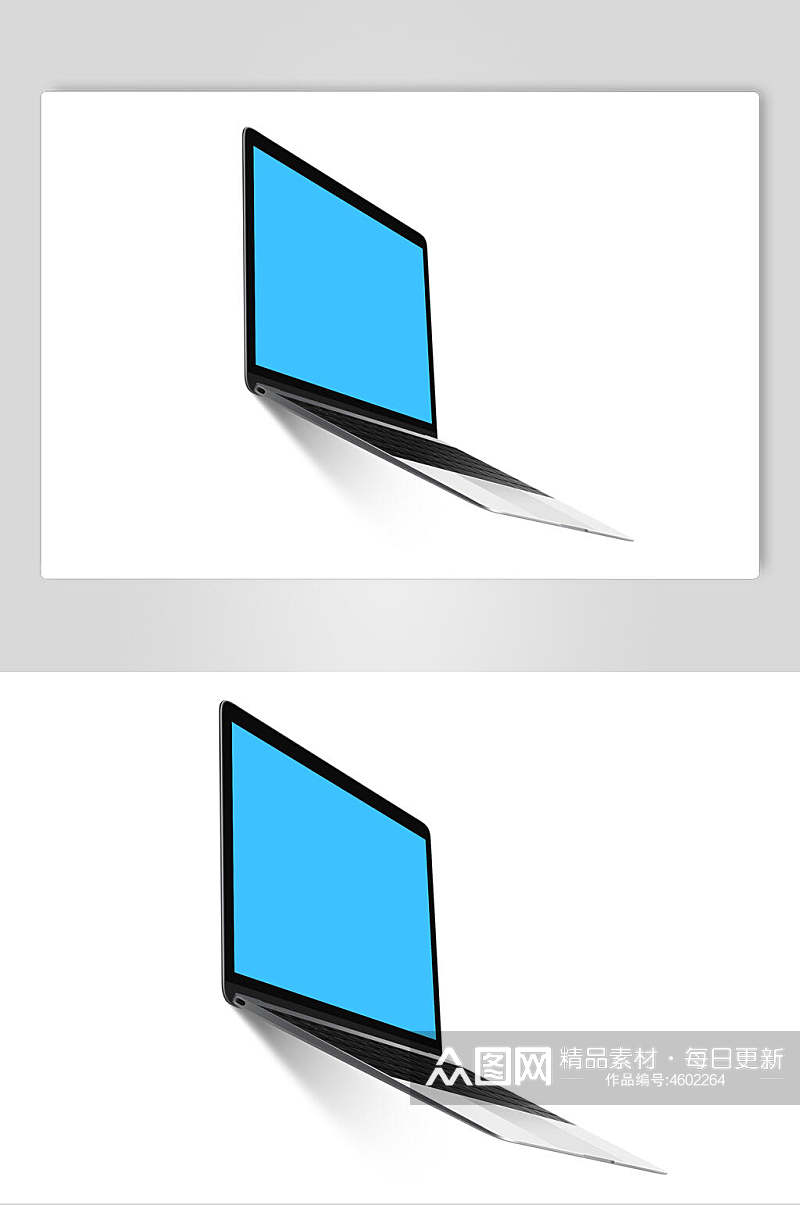 蓝色电脑电子网页界面样机素材