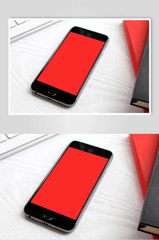 红色的屏幕时尚手机界面贴图样机