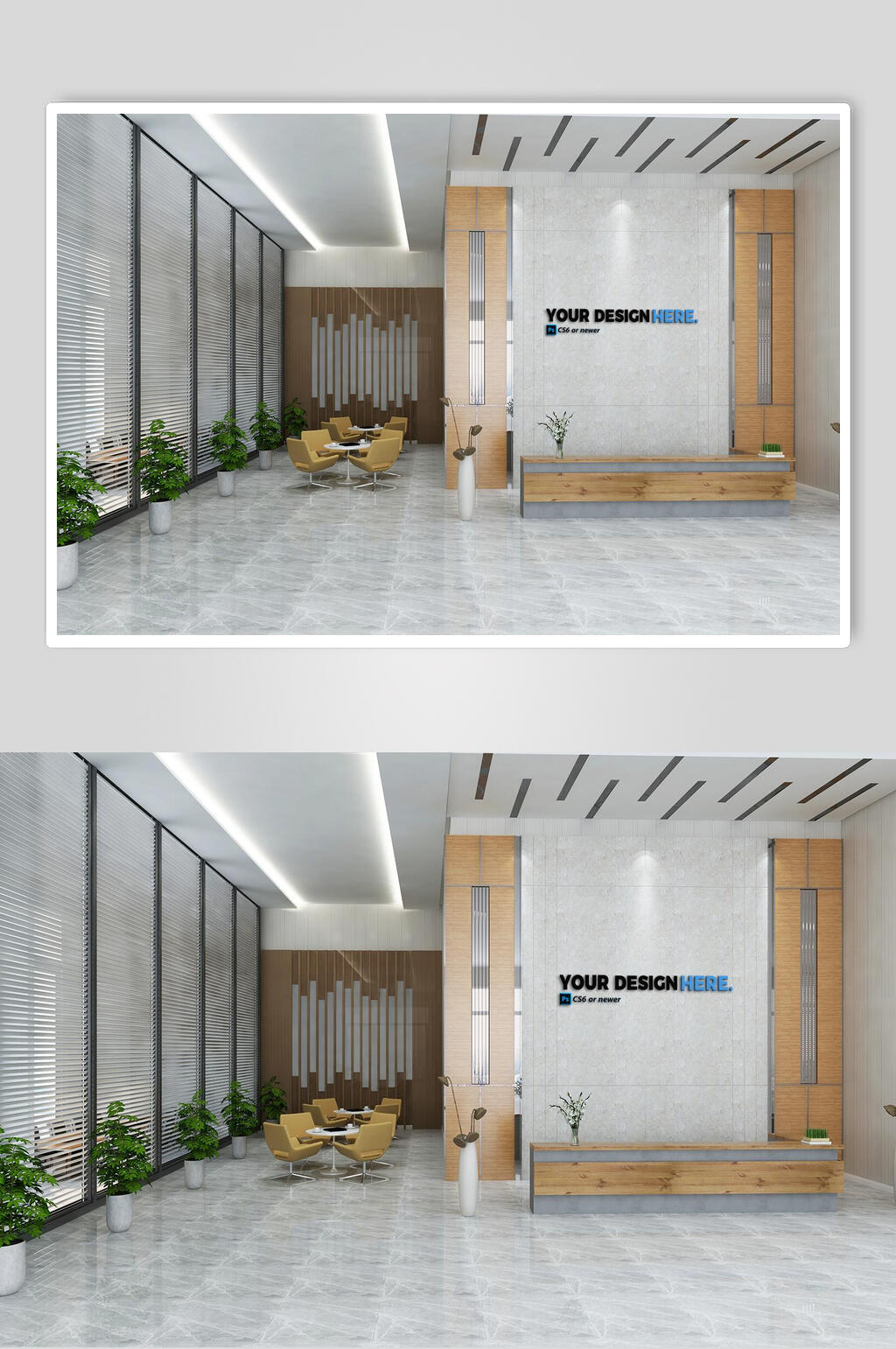大气办公场景展示墙样机素材