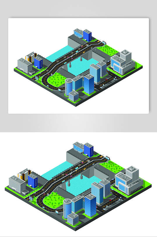 城市二点五桥梁矢量素材