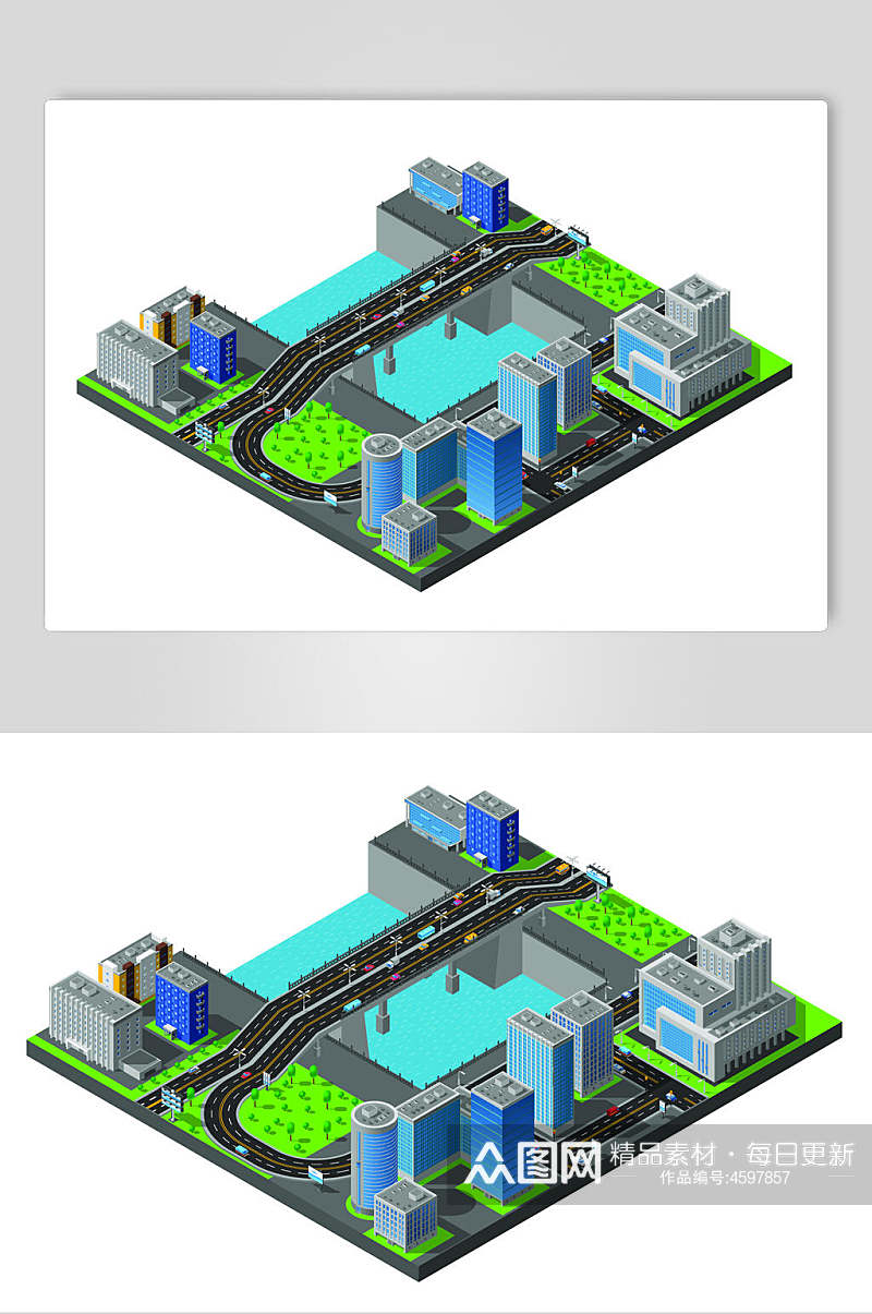 城市二点五桥梁矢量素材素材