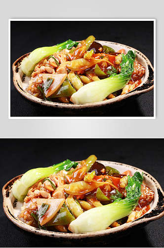 创意腊肠肉青菜煲仔饭图片