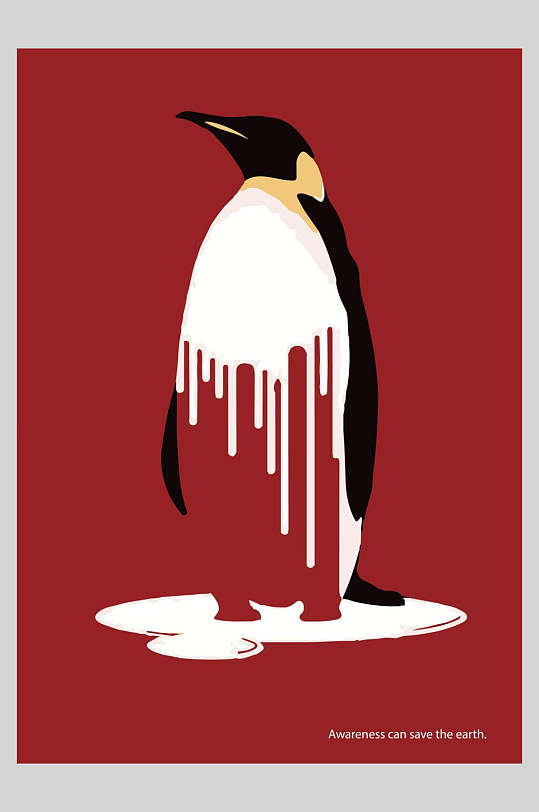 企鹅矢量创意极简海报