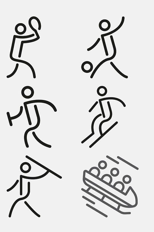 简约手绘滑雪奥运项目免抠素材