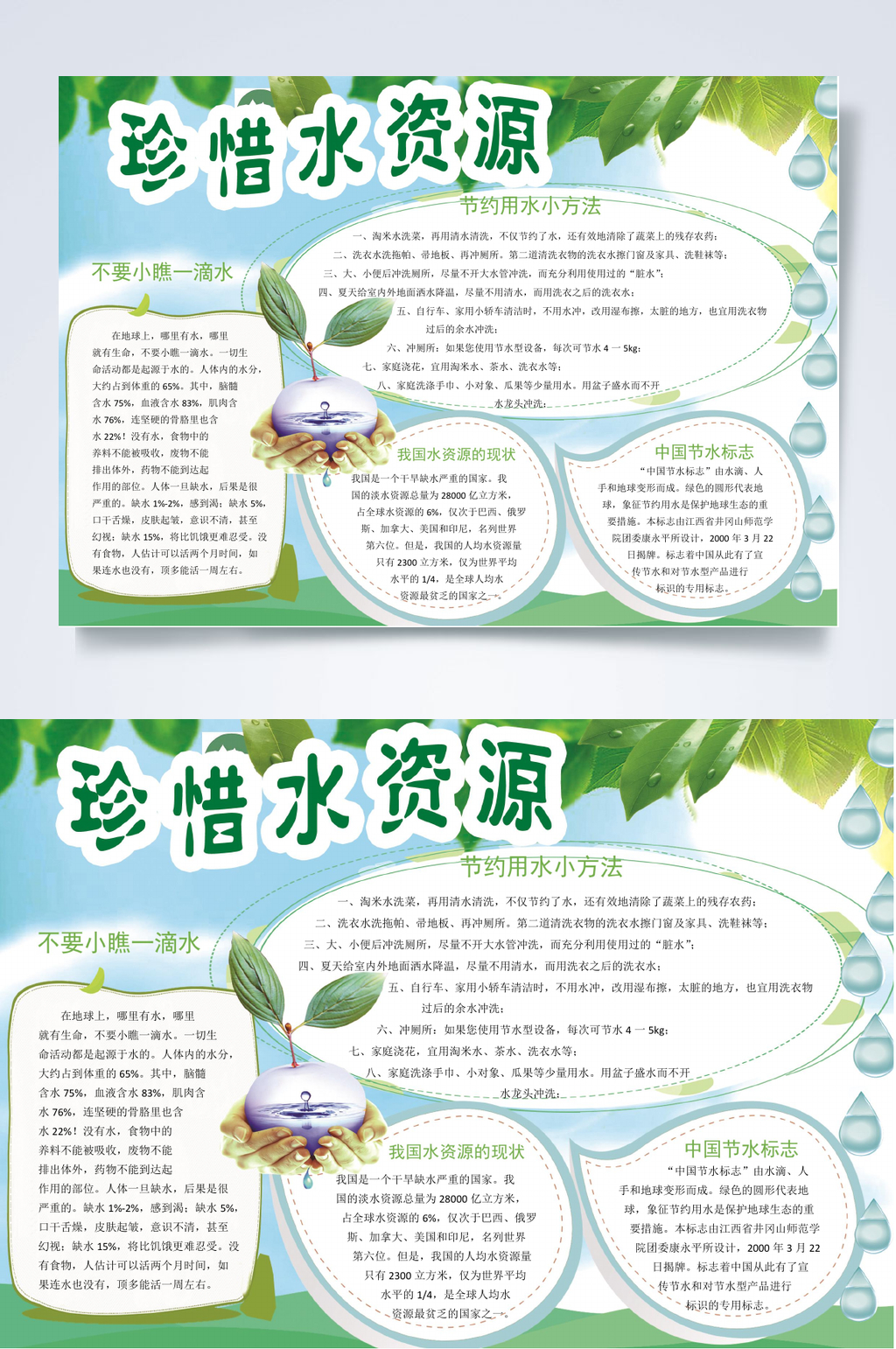简约珍惜水资源小报WORD素材