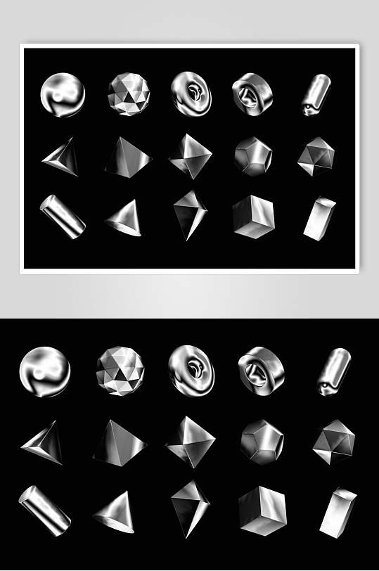 黑色光滑立体几何形状素材