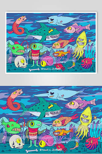 海洋动物卡通创意动物素材