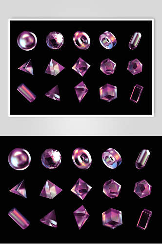 紫色立体几何形状素材