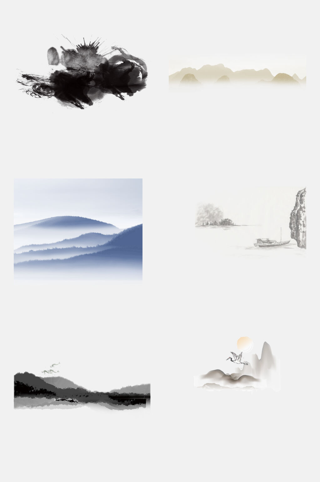 简约水墨山水免抠素材素材