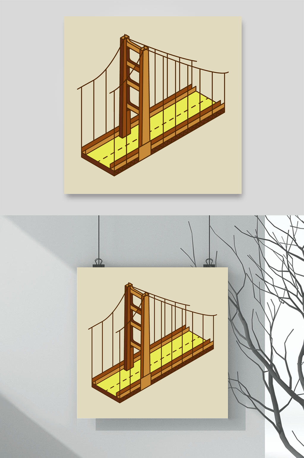 吊桥二点五桥梁矢量素材素材