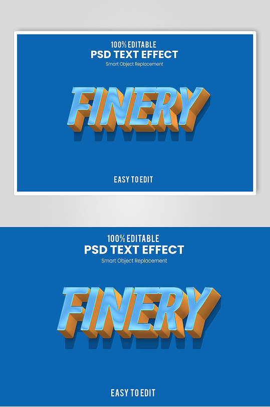 蓝色的英文机械时尚字体样机