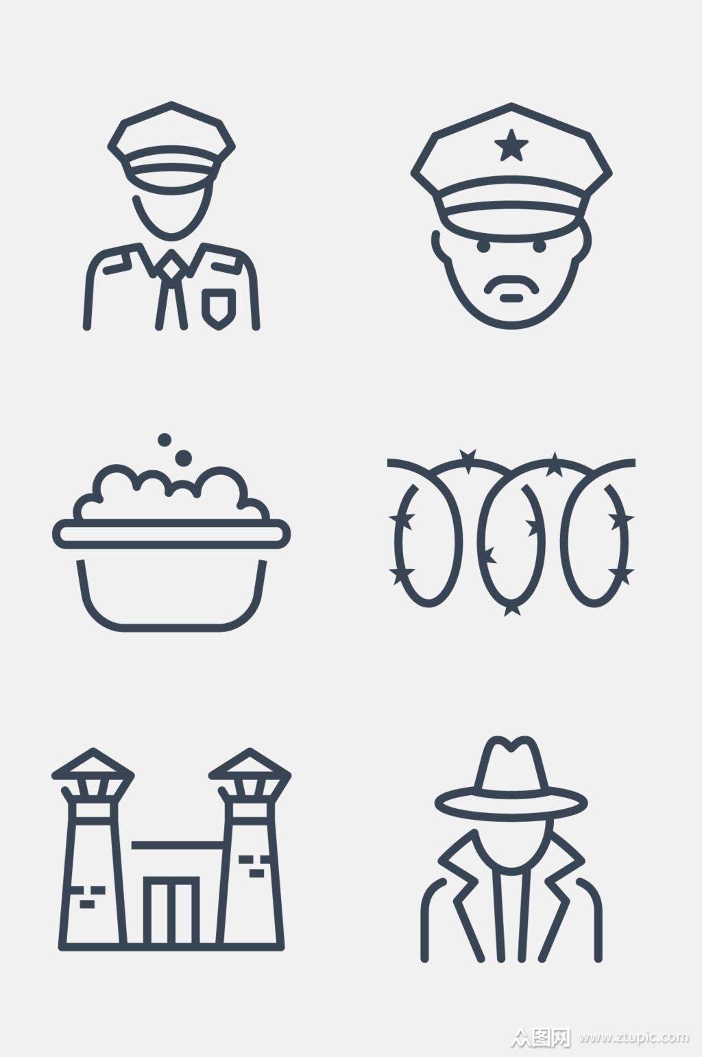 简约警察黑色线性图标免抠素材素材