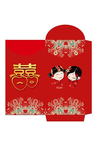 红色花纹喜春节红包包装设计