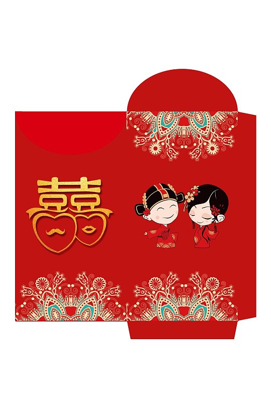 红色花纹喜春节红包包装设计