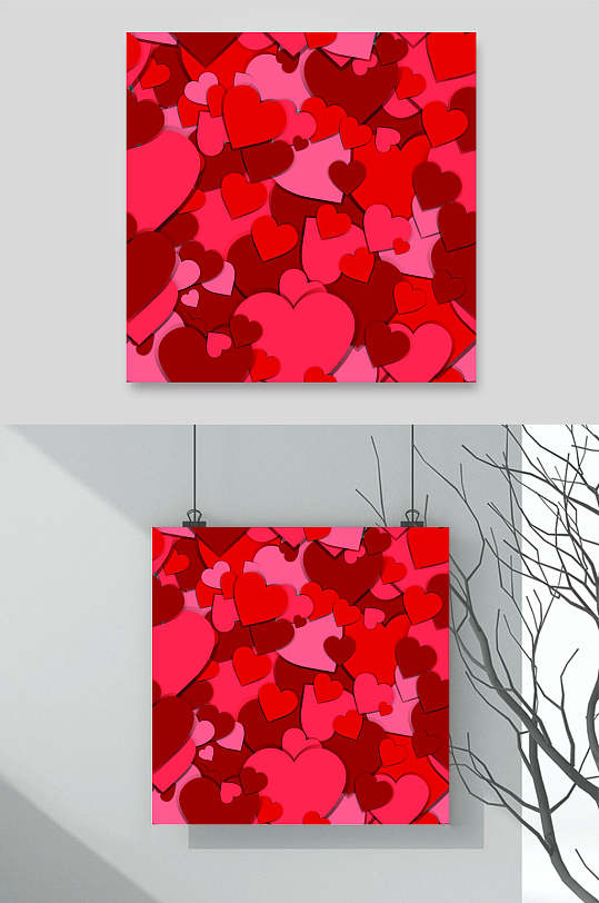 红色的爱心爱心爱情贴纸矢量素材