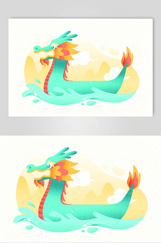 龙舟卡通端午节矢量插画