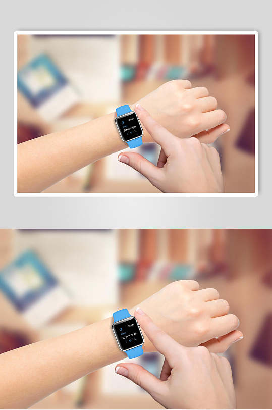 蓝色电话手表电子数码产品界面样机
