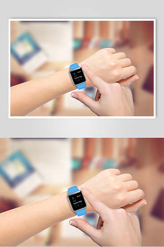 蓝色电话手表电子数码产品界面样机