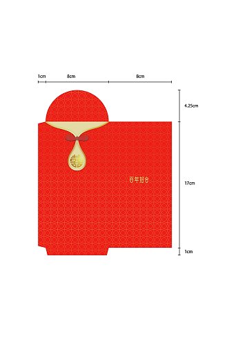 红色蝴蝶结百年好合春节红包包装设计