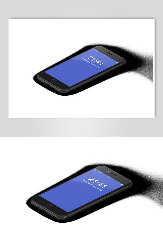 蓝色的手机屏幕可贴图样机
