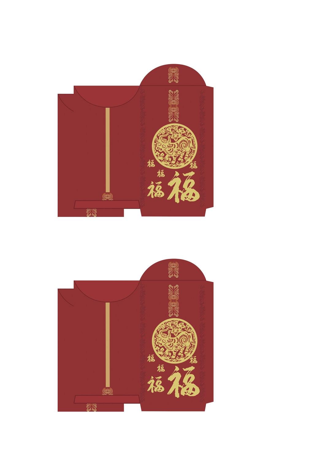 创意花纹福春节红包包装设计素材