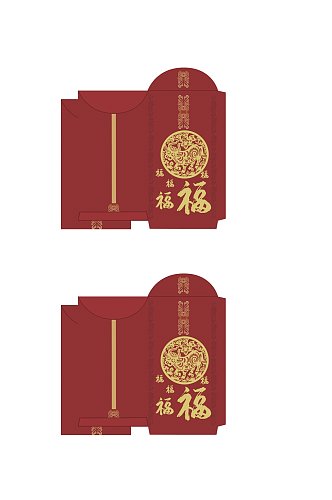 创意花纹福春节红包包装设计