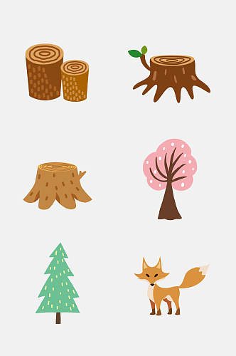 动物树木卡通森林免抠素材