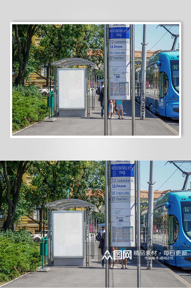 公交站广告台展板样机素材