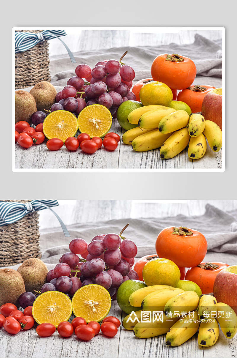 香蕉葡萄猕猴桃水果摊位图片素材