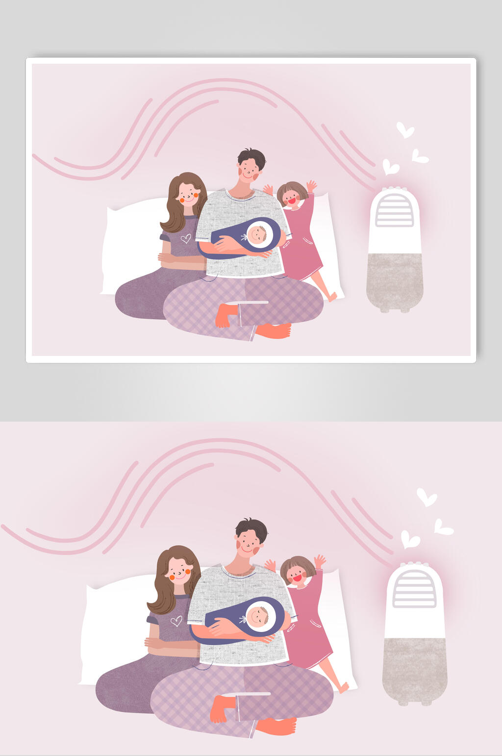 粉红色冬季人物插画素材