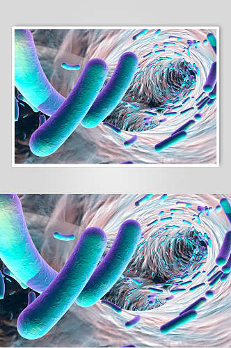 紫蓝色微生物分子图片