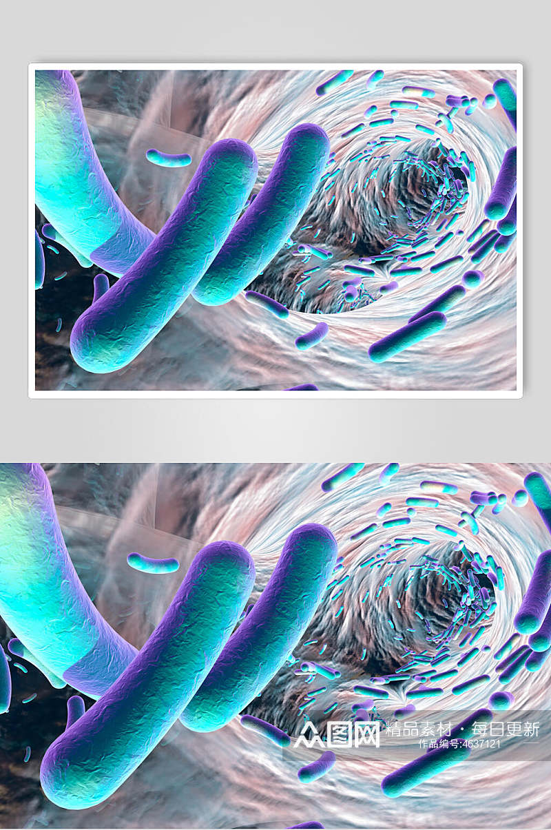 紫蓝色微生物分子图片素材