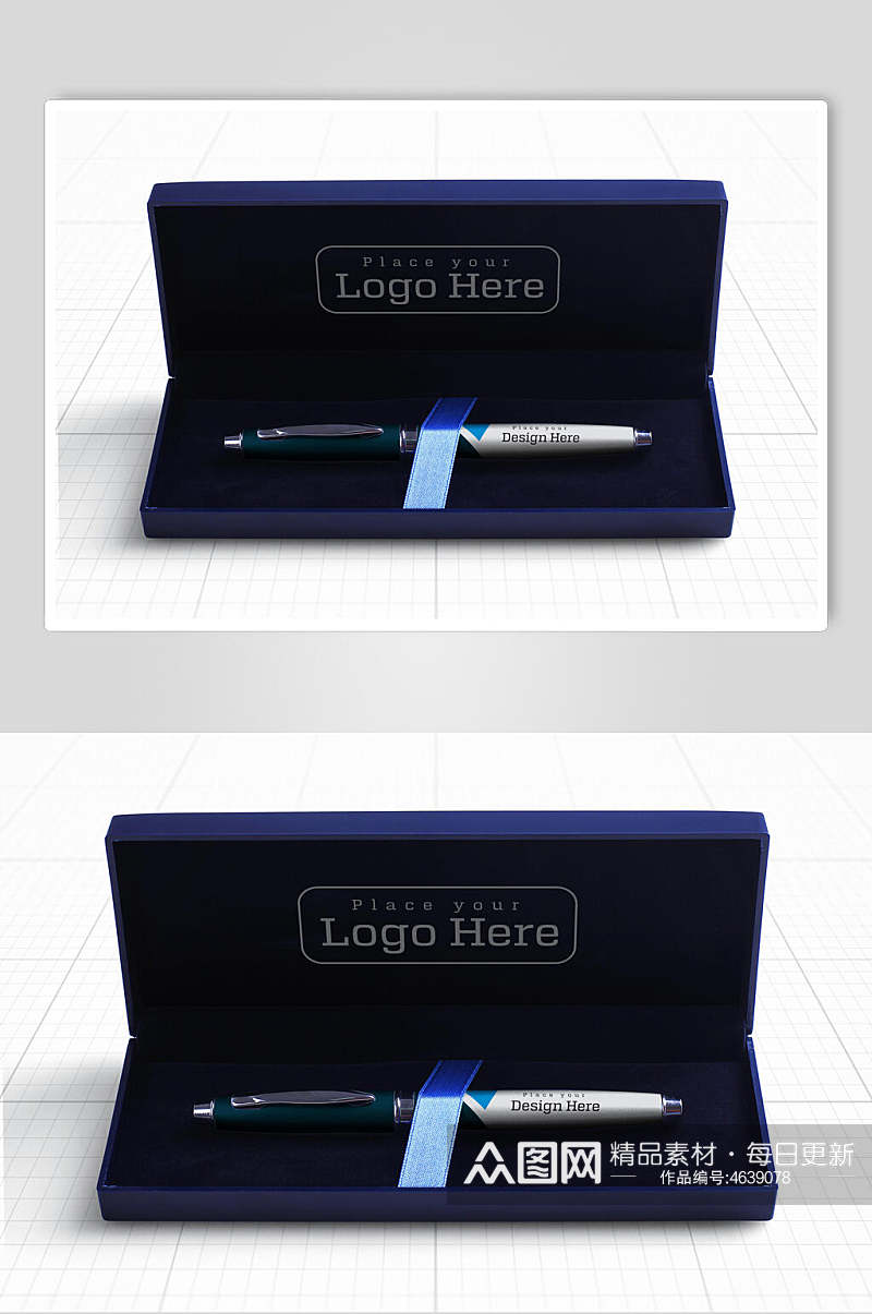 创意质感钢笔礼盒贴图样机素材