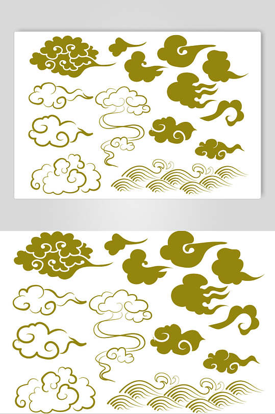 金色祥云图案矢量素材