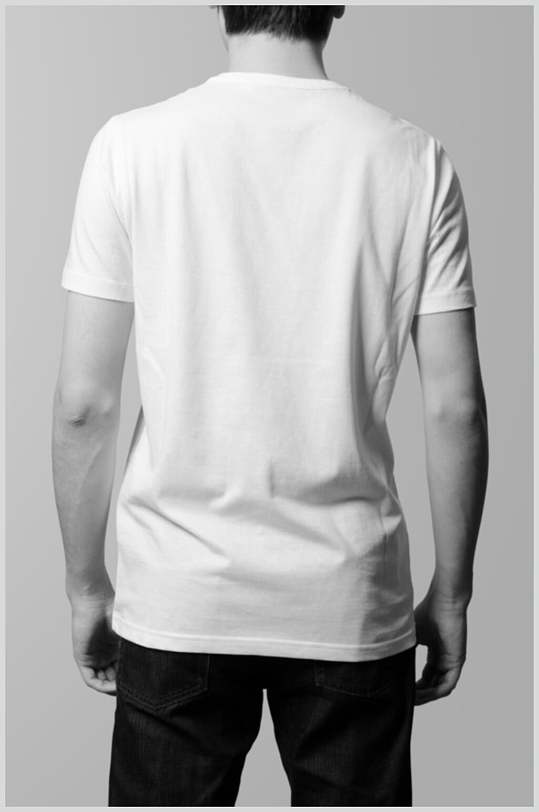 白色工作t恤背面样机