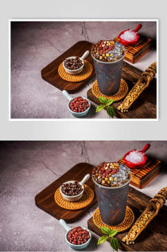 红豆时尚水果饮品摄影图